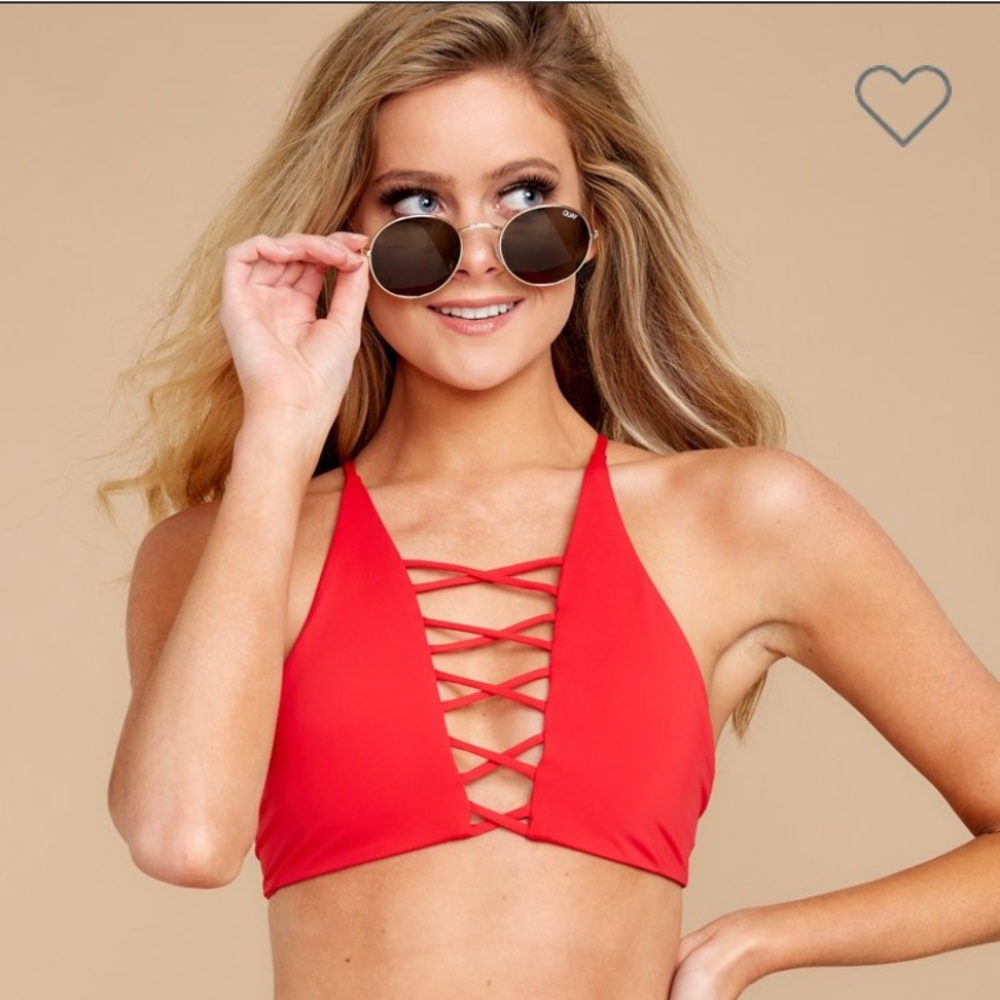NWOT Red Cross Cross Bikini Top